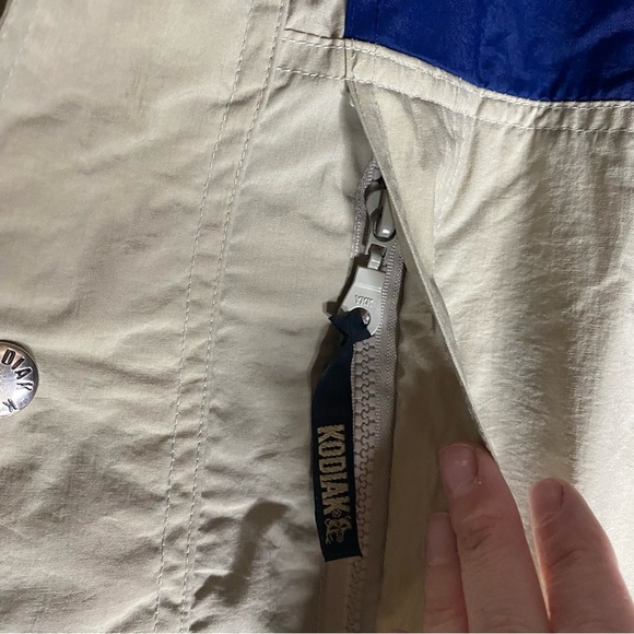 Kodiak Nylon Jacket Vintage Blue & Beige Mens M Classic Raincoat Hiking Camping - Picture 8 of 13